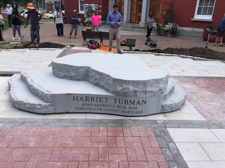 10,000-pound granite base quarried by Rock of Ages
