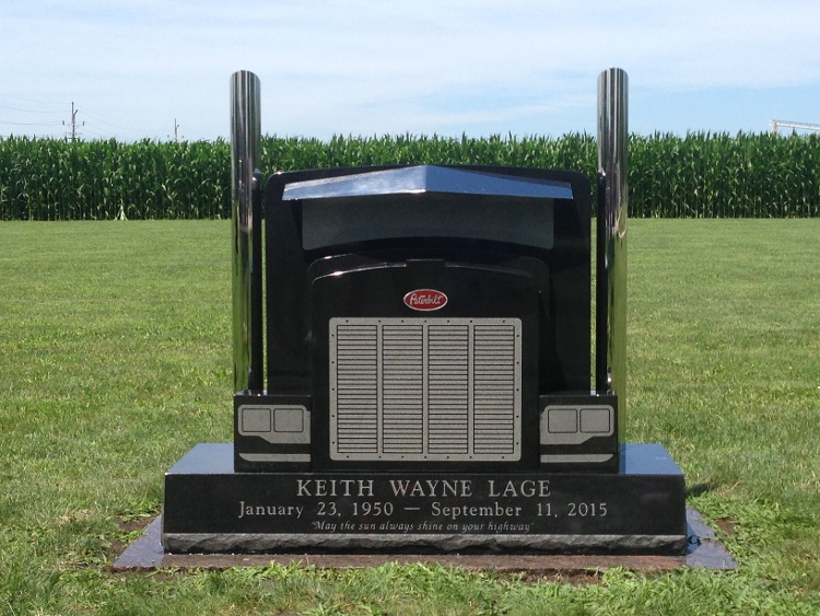 Rock of Ages Black Granite Truck Driver Headstone-1