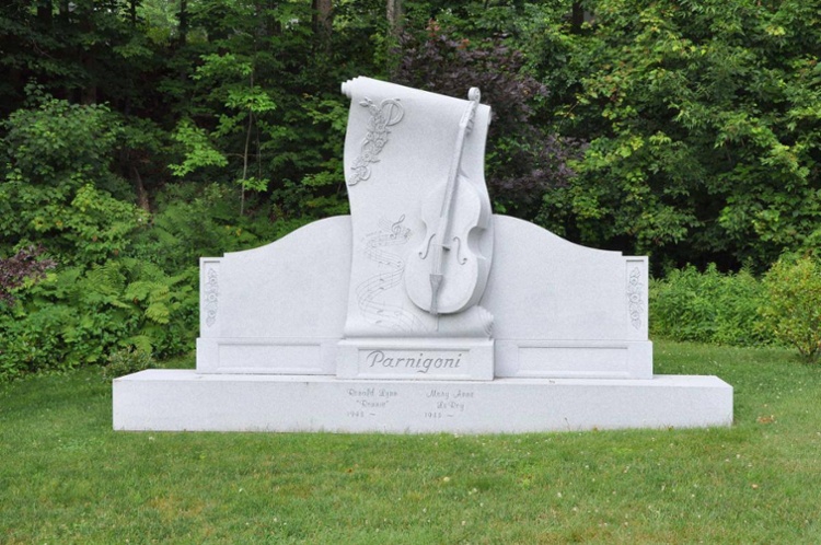 Rock of Ages Blue Gray Granite chello headstone-1