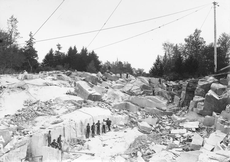 Black and White photo of Historical E.L. Smith Quarry in Barre Vermont 
