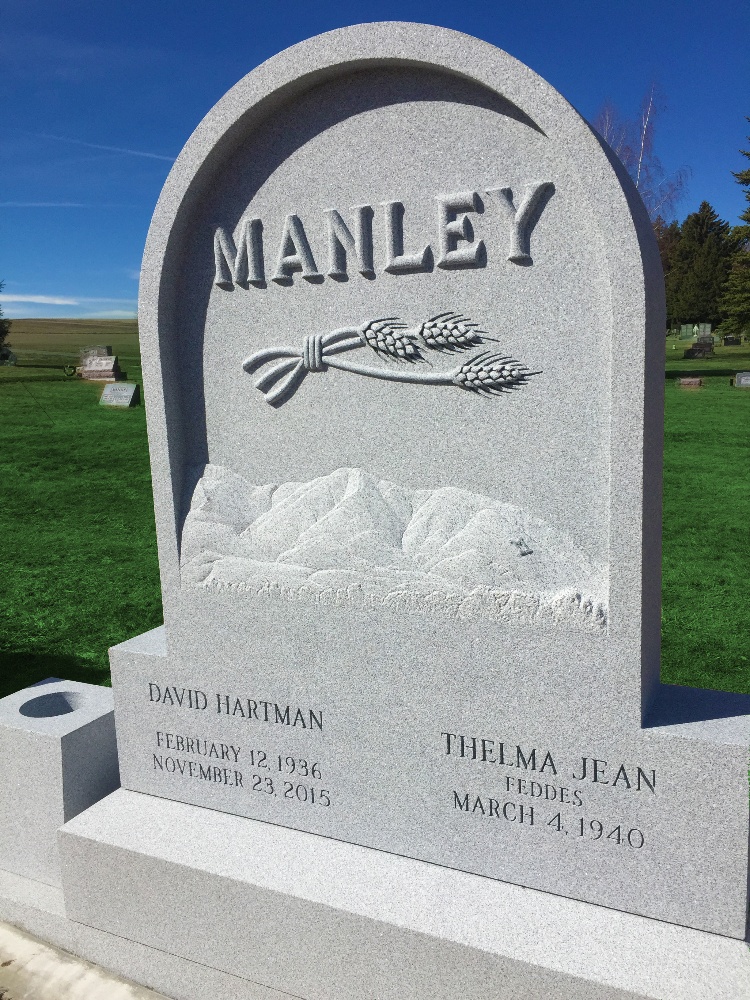 Goose Ridge Monuments_Manley_Companion headstone Rock of Ages granite Memorials_Blue Gray-1
