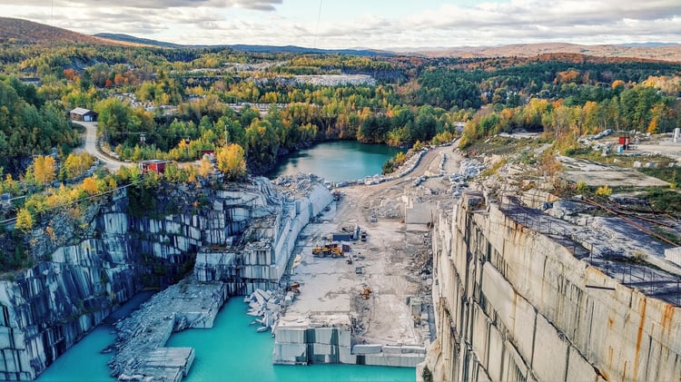 Rock of Ages granite quarry located in Graniteville Vermont provides stunning aerial views