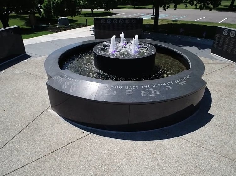 Clarence Veterans Memorial Rock of Ages Black Mist granite