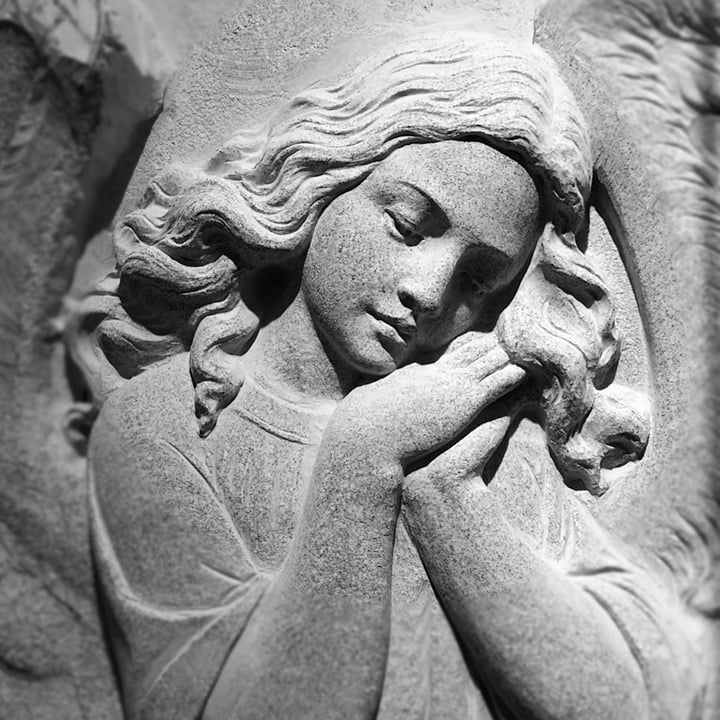 Carving details angel cherub granite mausoleum wall