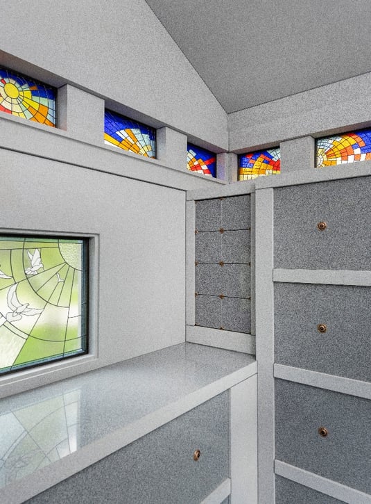 Blue Gray_Chambers Mausoleum_Interior_Stained Glass WIndows_Megan Booth-1
