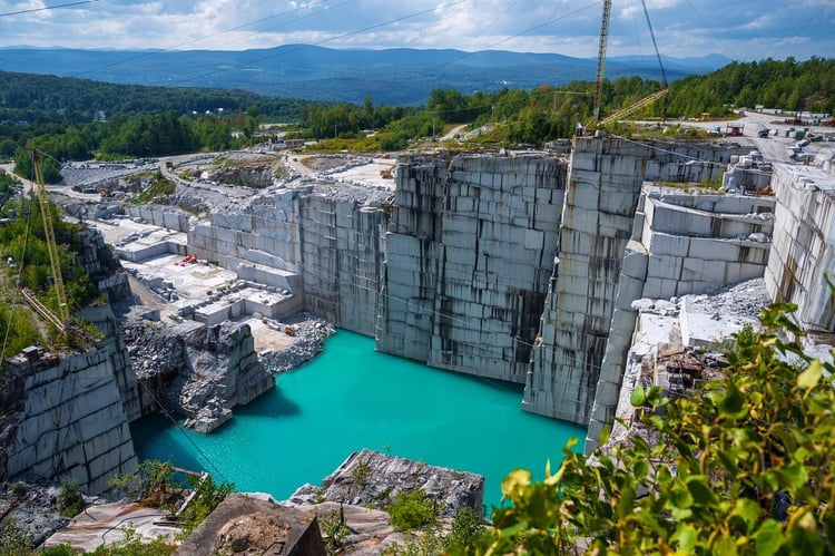 Central Vermont's historic E.L. Smith quarry tour offers scenic aerial views of the stunning granite quarry